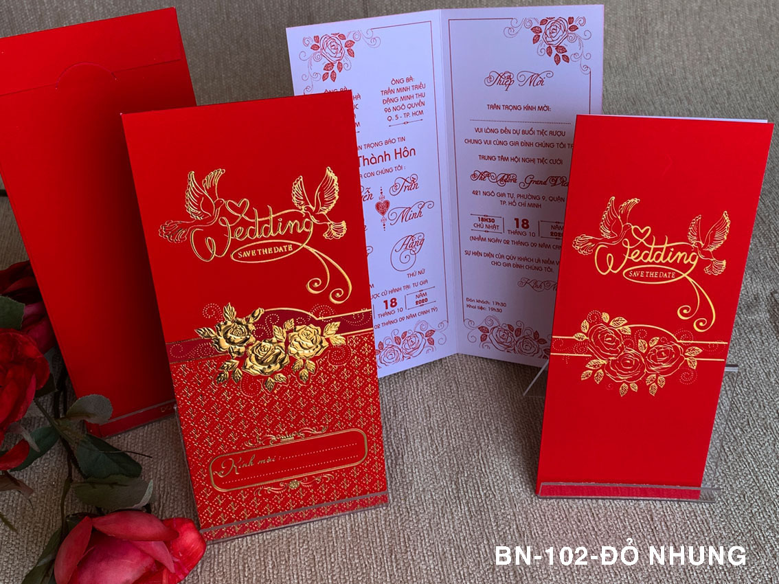 Thiệp cưới - BN102 - ĐỎ NHUNG